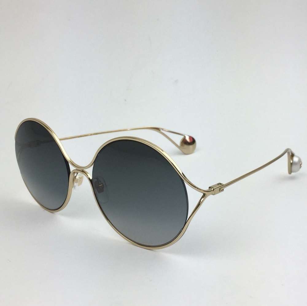 Gucci Gold Frame Round Sunglasses with Gray Gradient Lenses - Picture 6 of 16